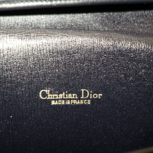 Vtg 1980's Christian Dior Navy Blue Envelope Shoulder Pocketbook Bag, Sz Medium - Picture 2 of 7